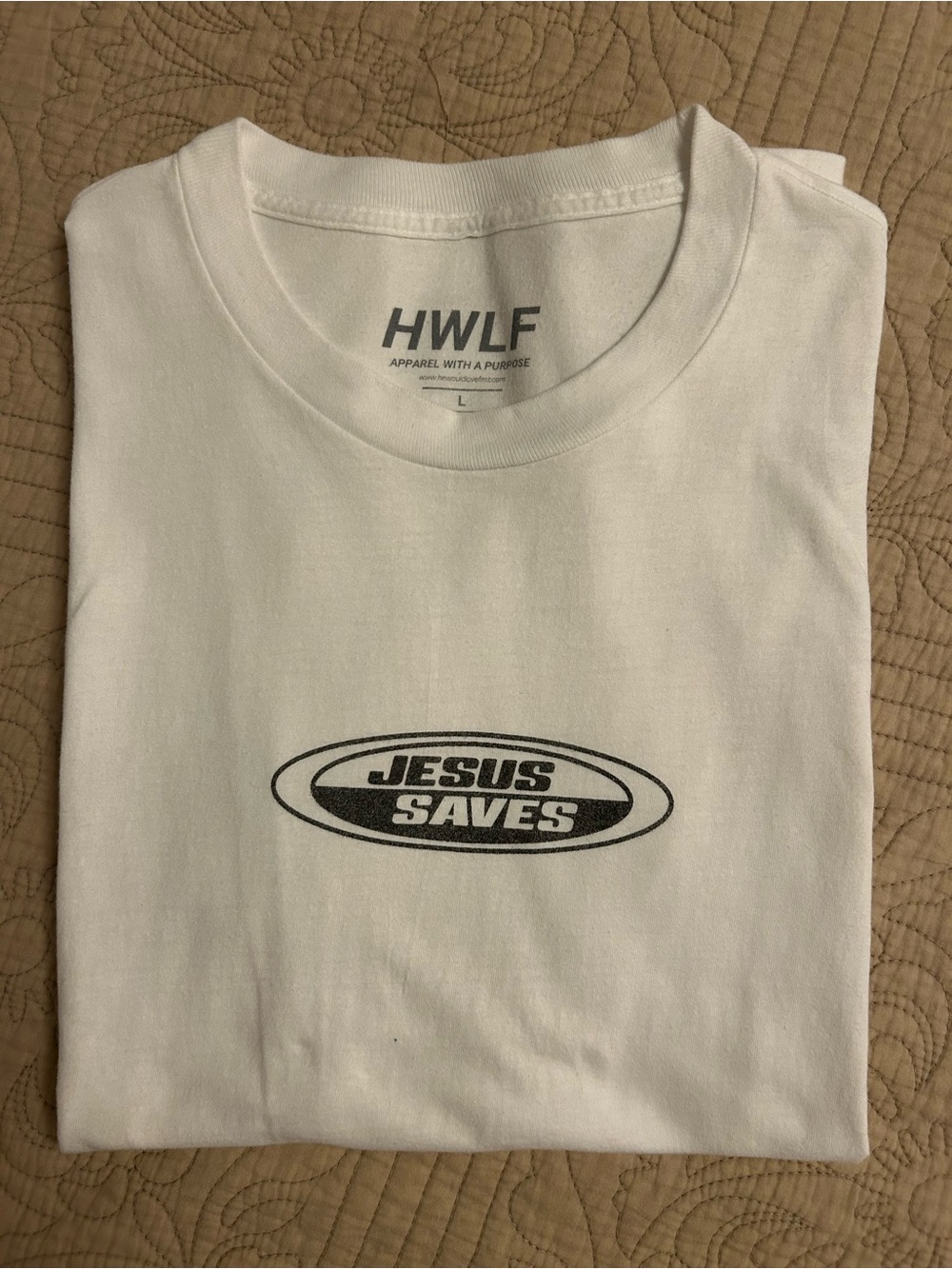 White 'Jesus Saves' Graphic Tee - Men's Short Sleeve Shirt